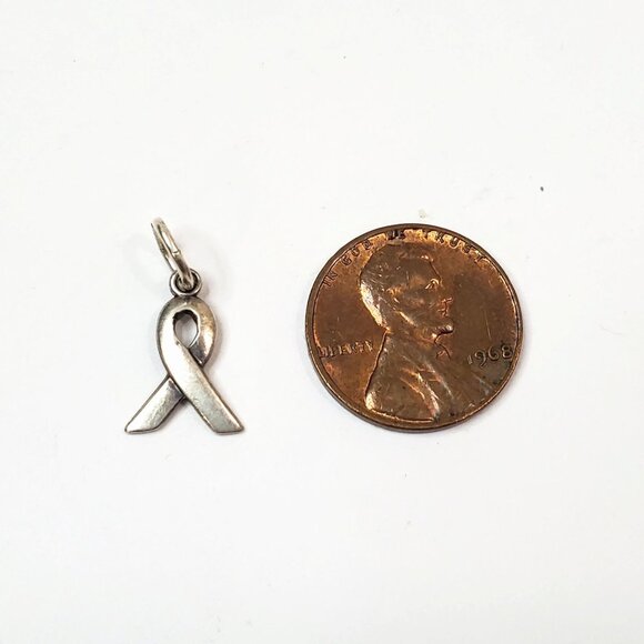 Sterling Silver Breast Cancer Awareness Ribbon Charm Signed SJC - Picture 2 of 3